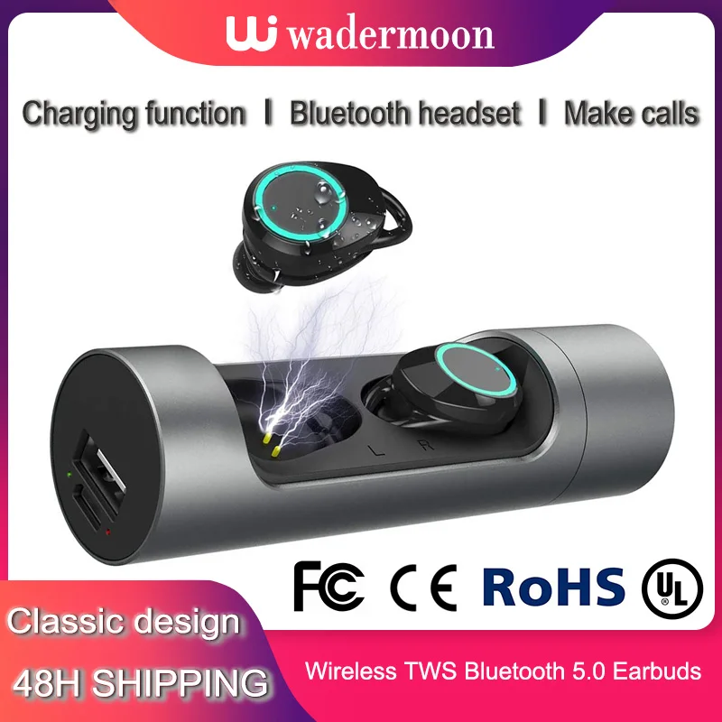 

Truly Wireless Earbuds TWS Bluetooth 5.0 in-Ear Headphones Waterproof Sports Earbuds with Charging Case Earphones with Mic