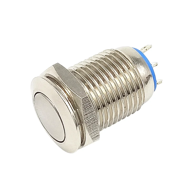 1pc 12mm Metal Push Button Switch Self-locking Latching/Momentary Reset Waterproof High/Flat Round 3 pins Nickel plated brass