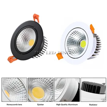 

1X Round Recessed Dimmable LED Downlights 7W9W12W COB LED Ceiling Lamp AC85-265V Warm/Cold White LED Spot Lights Indoor Lighting