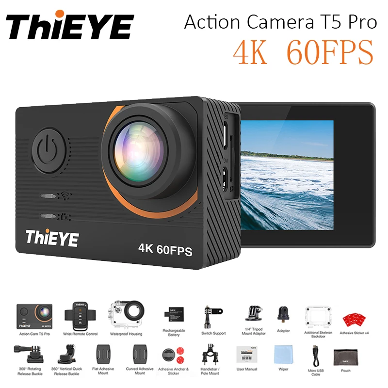 

ThiEYE Real 4K camera T5 Pro Ultra HD 4K With Live Stream wifi Action Camera Gyro Stabilizer Remote Control waterproof Sport cam