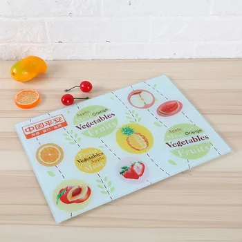 

Factory Sales Tempered Glass Decorative Kitchen stuff Cutting Board Easy Clean Healthy Food Fruit Chopping Board Presentation