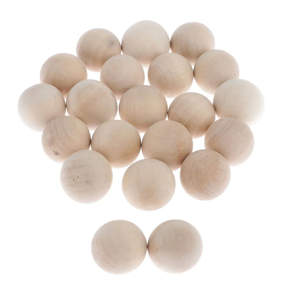 20 Pieces Hardwood Balls - 2cm/0.8inch Round Beech Wood Balls Beads for Crafts