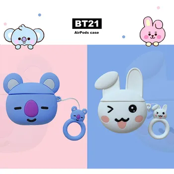 

For Apple AirPods Silicone Cover Cute Cartoon Rabbit Korea Kawaii Earphone Case For Airpods Protective Cover With Key Ring Gifts