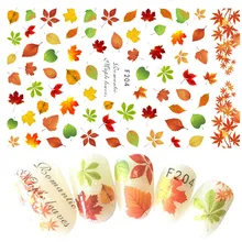 1 шт микс осень кленовый лист слайдер дизайн ногтей 3D Красочные цветы наклейки желтый красный яркий DIY очаровательные наконечники фольги CHF195-204