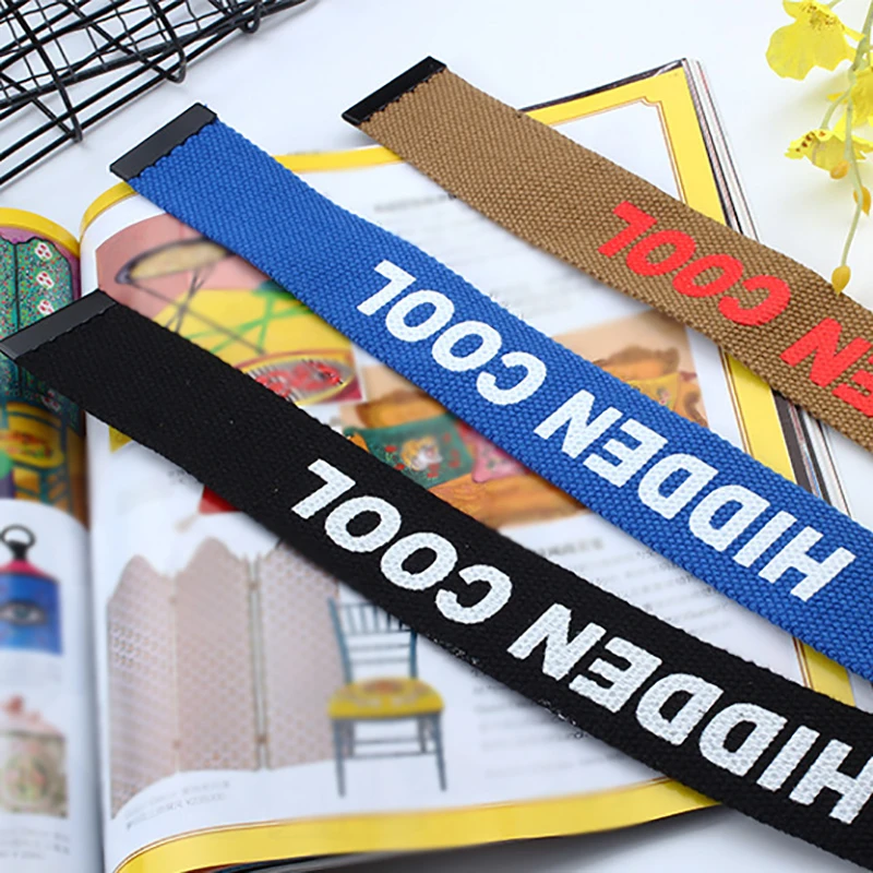 Женский ремень Харадзюку С буквенным принтом унисекс двойной D Кольцо холст ремень женские длинные ремни для джинсовых брюк