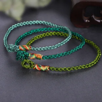 

Meetvii Handmade Lucky Green Bracelets & Bangles For Women Men Tibetan Buddhist Hand Braided Knots Rope Adjustable Bracelets