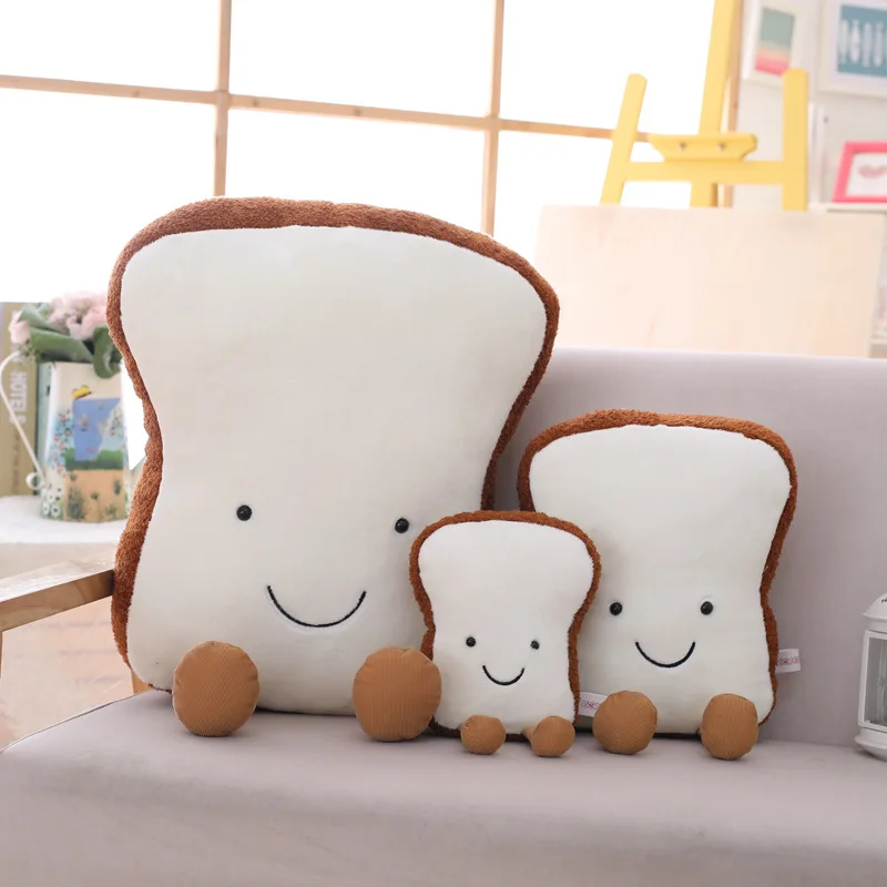 

New Products Fun Toast Pillow Creative Children Pacify Plush Toys Slice Bread Home Cushion Gift Customizable