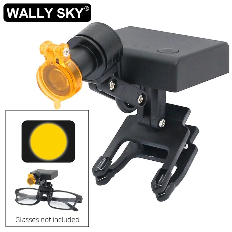 

LED Dental Head Lamp 5W Ultra-lightweight with Glasses Clip Yellow Filter with Lithium Battery Wireless for Dental Magnifier