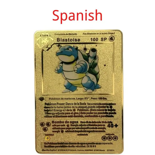Spanish Pokemon Metal Card Pikachu Fire-breathing Dragon VMAX Gold V/GX/OX Card Toys Play Games Collection Card Children's Gifts 2