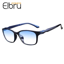 Elbru TR90 бифокальные очки для чтения, анти-синий светильник, для женщин и мужчин, очки для дальнозоркости с диоптером 0+ 1,0+ 1,5+ 2,0+ 2. 5.+ 4,0