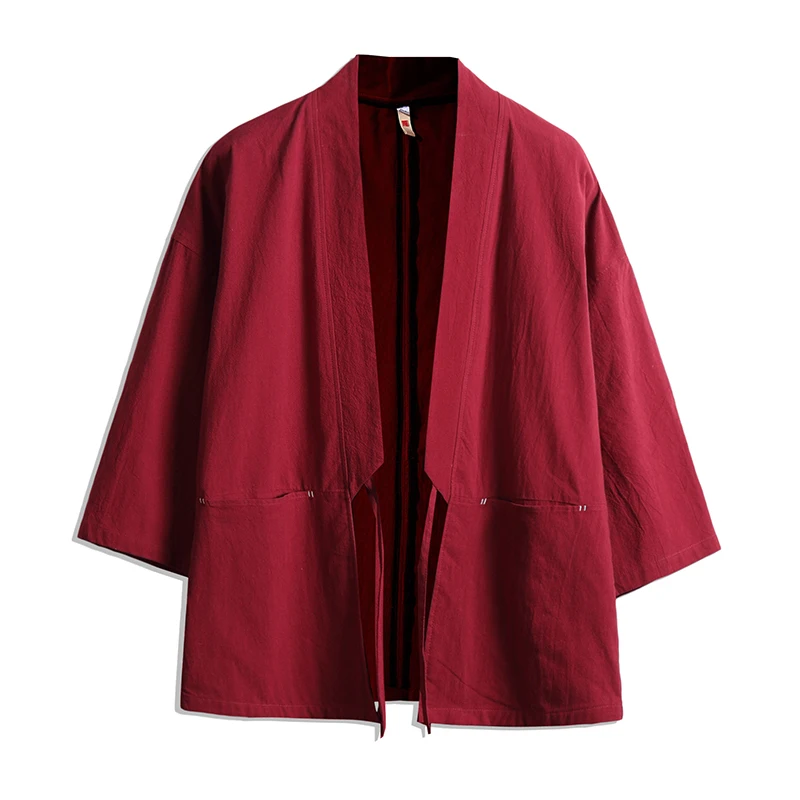 Japanese Kimono Cardigan Harajuku Men Red Cotton Kimono Haori Yukata Traditional Male Japanese Samurai Clothing PLUS SIZE 5XL japanese kimono japanese kimono cardigan