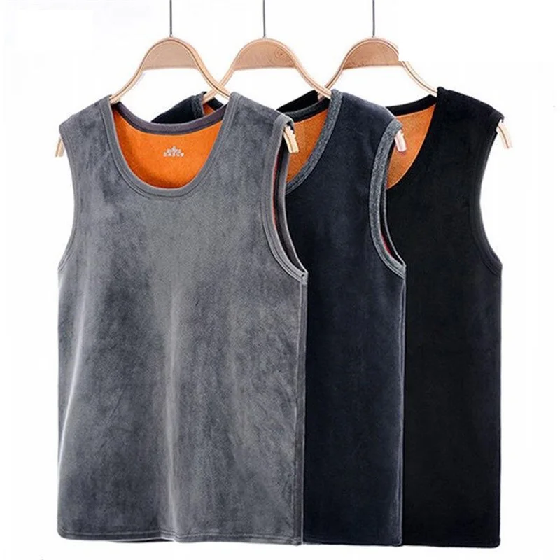 sleeveless o neck tanks Men's Waistcoat Vest Sleeveless Thickening Soft Bottoming warm Tops winter under tops