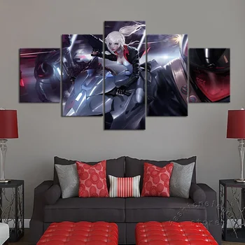 

Unframed Sexy Anime Girl HD Shooting Game Poster Motorcycles and Guns Fantasy Art Wall Pictures for Living Room Wall Sticker