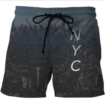 

Men's quick-drying beach shorts 3D creative printed casual side pocket shorts