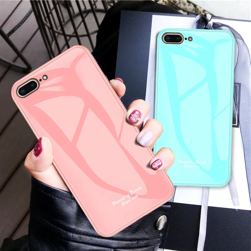 Macaron стеклянный чехол для Apple iPhone 7 Plus Модный милый Противоударный задняя крышка для iphone 8 Plus задняя крышка телефона