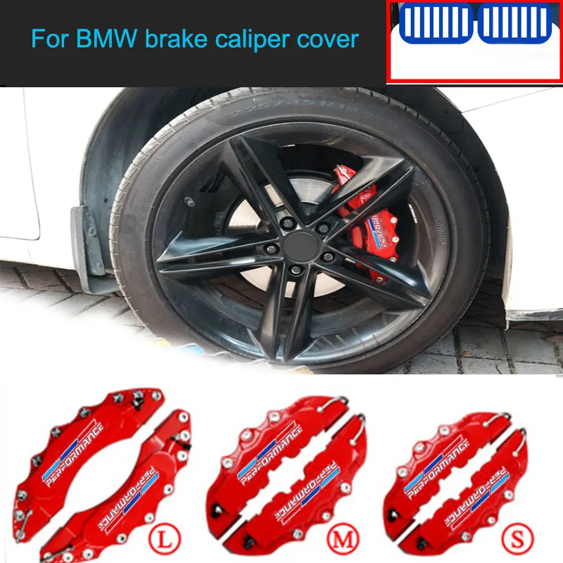 Color : Carbon fiber Caliper covers 4 PCS Car Auto Disc Brake Caliper Cover With 3D Universal Kit Fit To 17 Inches 2 Medium And 2 Small Carbon Fiber 