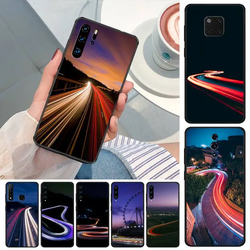 Racing Track Light Trail Avenue Road Soft Tpu Phone Case For Huawei P9 P10 P20 P30 P40 Lite Pro P Smart 2020 2019 Fundas | Мобильные