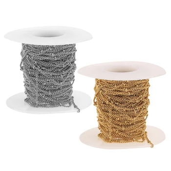 

2 Meters 1.5mm width Stainless Steel Dull DIY Beaded Cable Chain Ball Soldered Link Chains Jewelry Findings For Choker Anklet