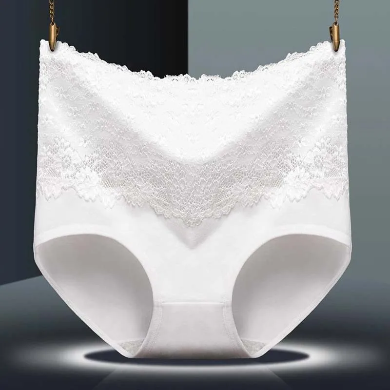 3 Sexy Women Lace High Waist Cotton Briefs Body Shaping Briefs Lingerie Comfort Panties Solid Color Breathable Safety Short Pants - Цвет: 3