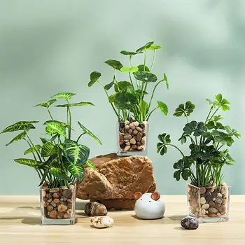 

Artificial Plant Plastic Green Plant Bonsai Household Plant Decor Desktop Decoration for Home Office Wedding Table Decoration