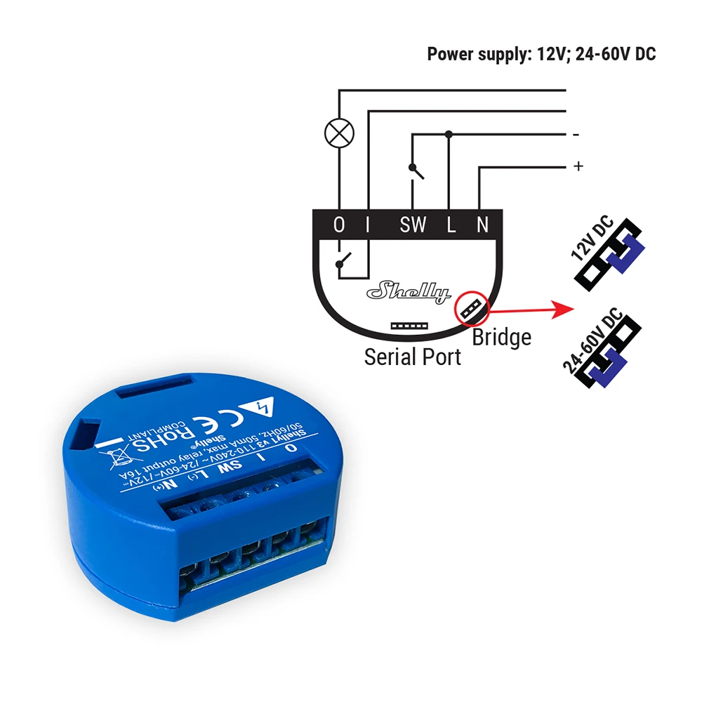 Shelly 1 Smart Home WiFi Operated Relay Switch 16A An Embedded Webserver Remote Control Lights Power Lnes Garage Door Curtains