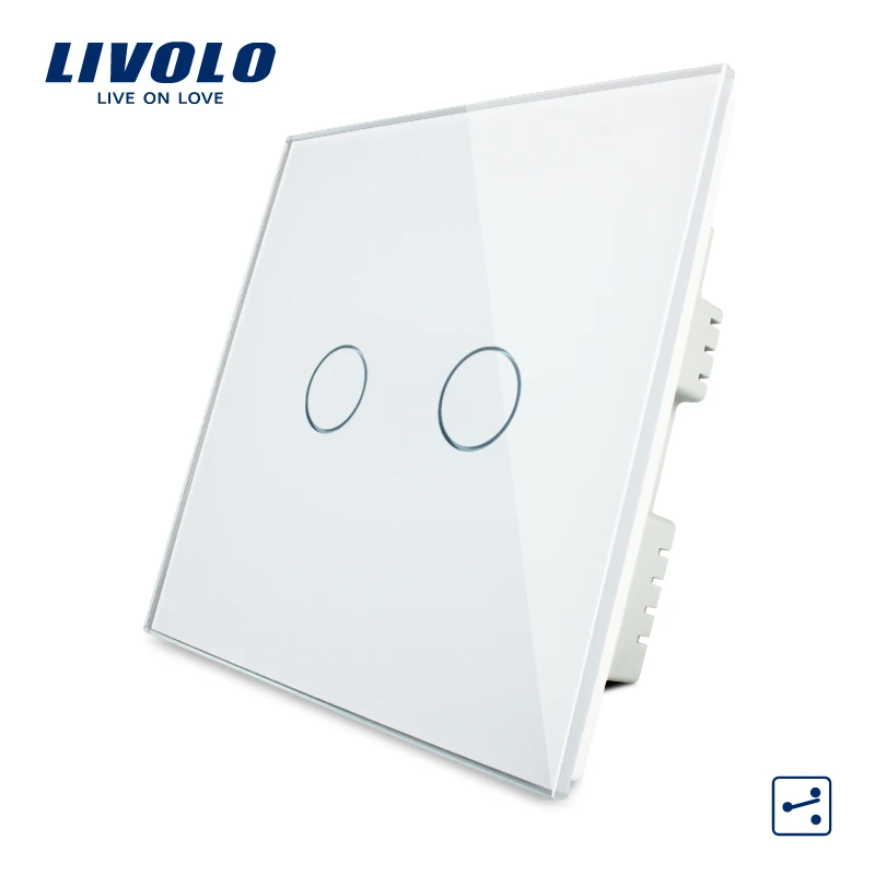 

Livolo Crystal Glass Panel, Wall Switch, AC 220-250V VL-C302S-61/62/63,2 Gangs 2 Ways, Touch Screen Home Light UK Switch