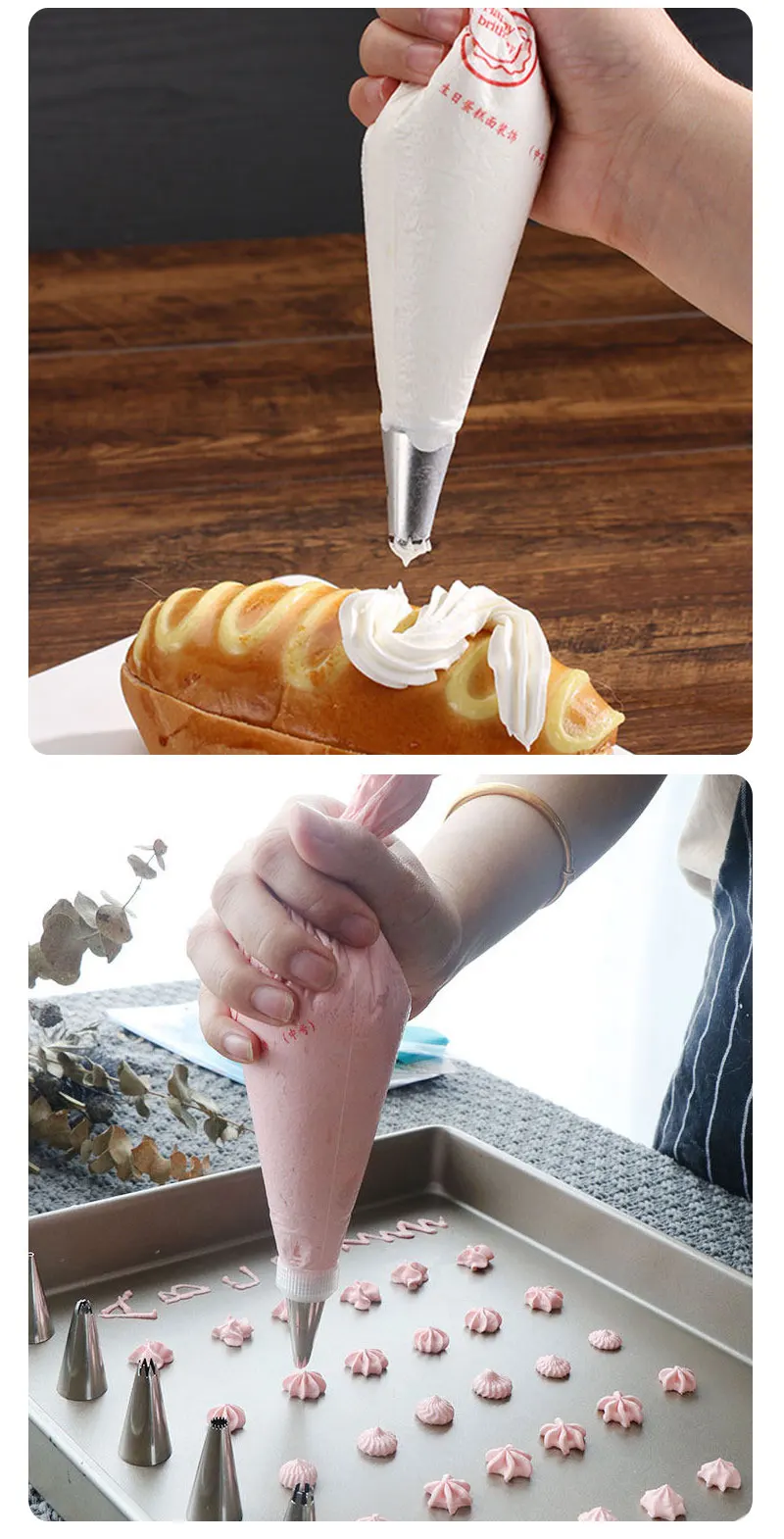 20/50/100pcs Disposable Pastry Bags S M L 3 Size Disposable Piping Bag Icing Fondant Cake Cream Decorating Pastry Tip Tools