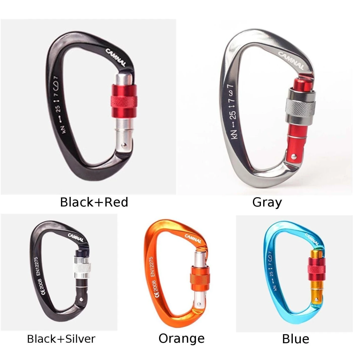25KN Outdoor Rock Climbing Security Safety Buckle Carabiner Hook Lock 5Pcs