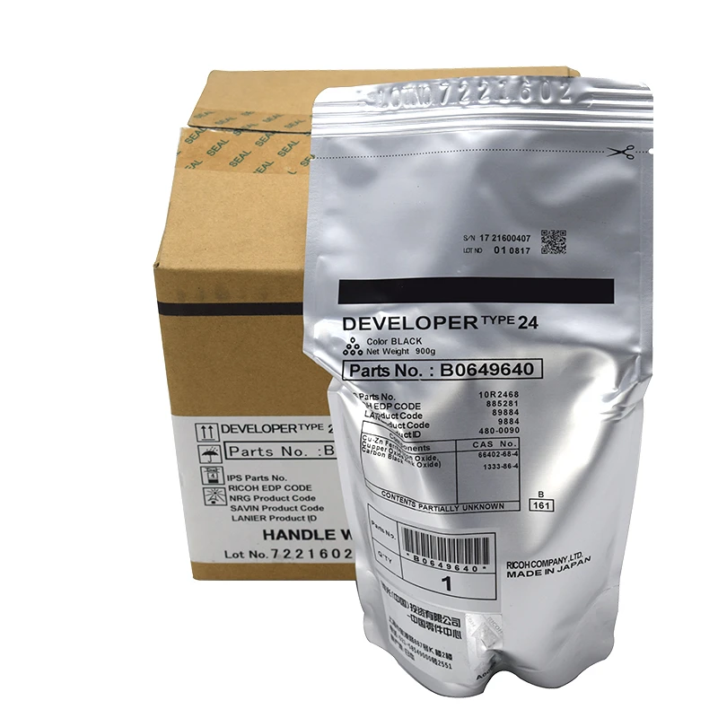 

900g B0649640 Black Developer Type 24 For Ricoh Aficio MP5500 MP6000 MP6001 MP6002 MP6500 MP7000 MP7001 1060 1075 2051 2060 2075