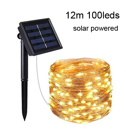 200LED наружная Солнечная лампа гирлянда медный провод светодиоды фея праздник
