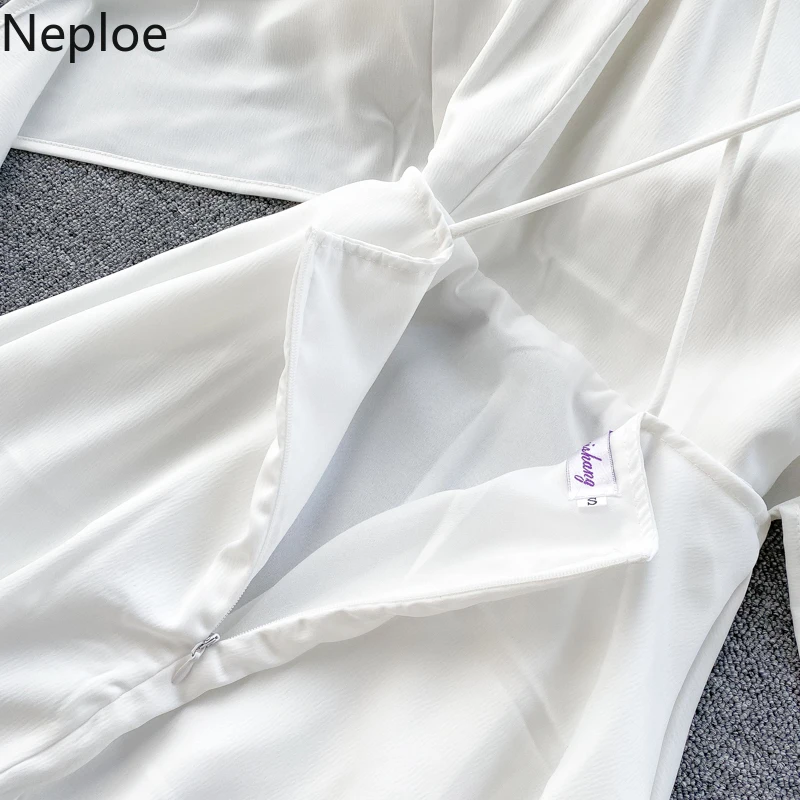 Шикарное корейское платье Neploe с завышенной талией без рукавов открытой спиной со