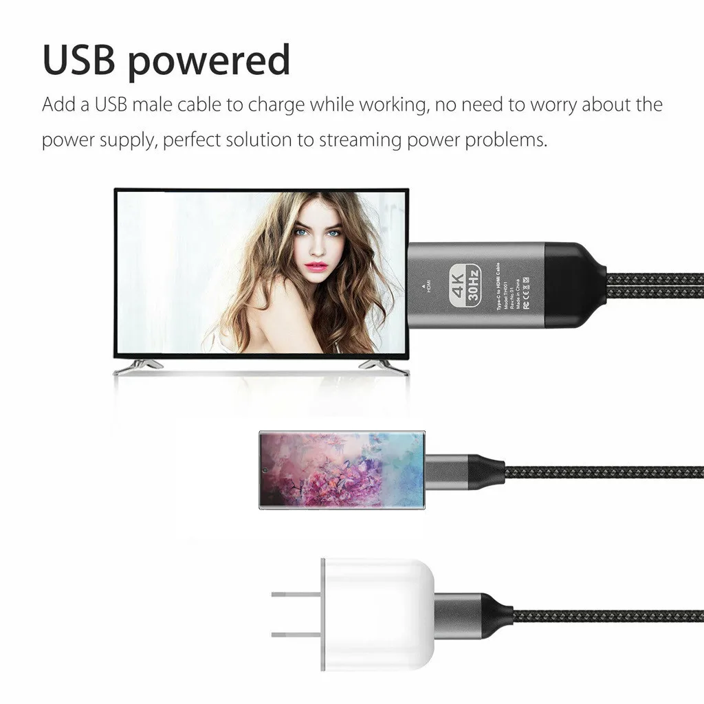 USB C type к HDMI/кабель для зарядки с адаптером подходит Samsung Galaxy Note 10/Note10 + 5G Macbook/Pro 912 #3| |