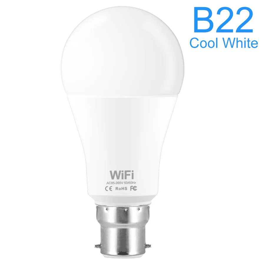 B22 White С регулируемой яркостью смарт-лампа с Wi-Fi светодиодное освещение для дома лампа ампула E27 B22 15W 110V 220V светодиодный лампы для умного дома работает с Alexa/Google HOME - Испускаемый цвет: B22 White