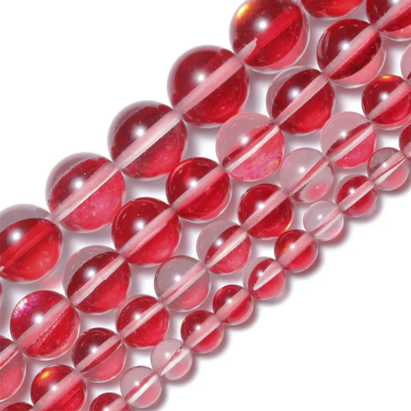 

Wholesale Red Transparent Austrian Crystal Stone Round Beads For Jewelry Making Pure Quartz Beads Diy Bracelet15'' 6/8/10/12mm