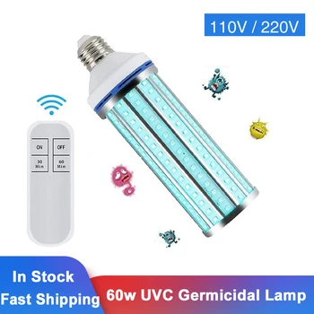 

60W UVC Germicidal Lamp LED Ultraviolet Germicidal Lamp For Household Remote Control UV Germicidal Disinfection Lamp For Bedroom