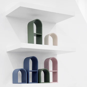 

DUNXDECO Modern Arch modeling Wood Crafts Photoing Ground Shelf Room Garden Decoration Accessories Desktop Display Gift