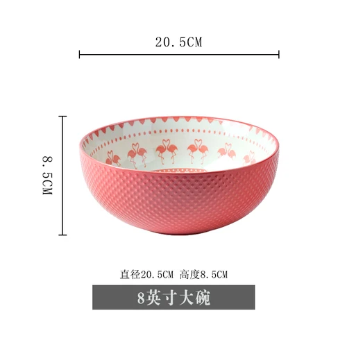 Креативная Корейская керамическая кружка, большая чаша, набор, суповая чаша, большая супница для дома, большая салатная миска, 8 дюймов, посуда - Цвет: 3