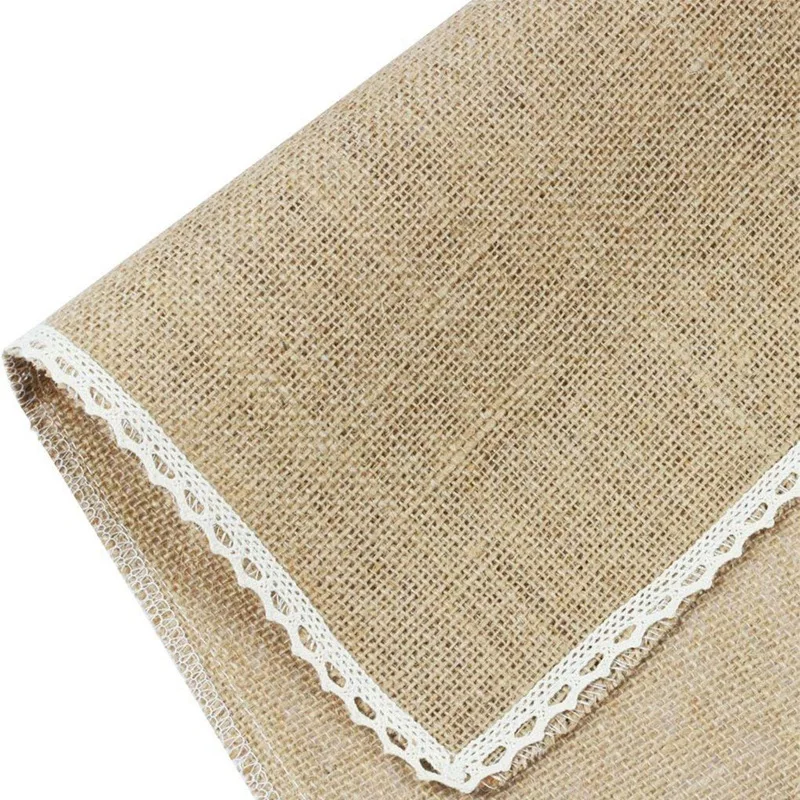Botique-8Pcs льняной коврик для стола, Кружевная салфетка, набор из натурального джута, тканый коврик для посуды, украшение для свадебной вечеринки