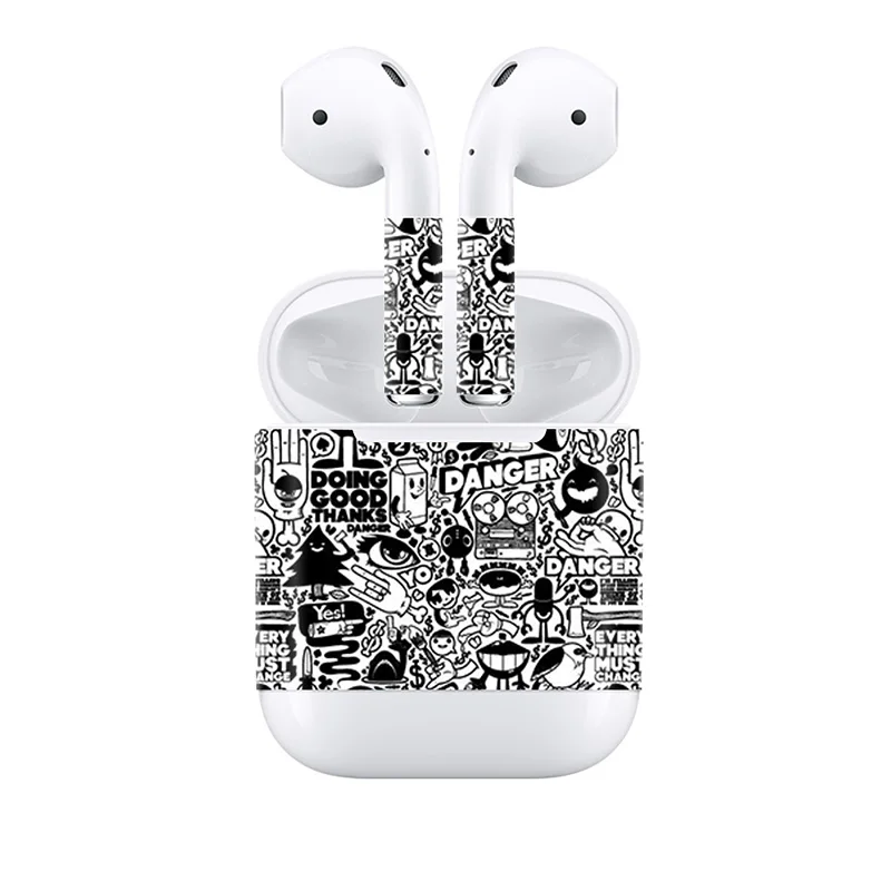 Красочные граффити печати Airpods стикер для Apple Airpods полный обернутый защитный чехол