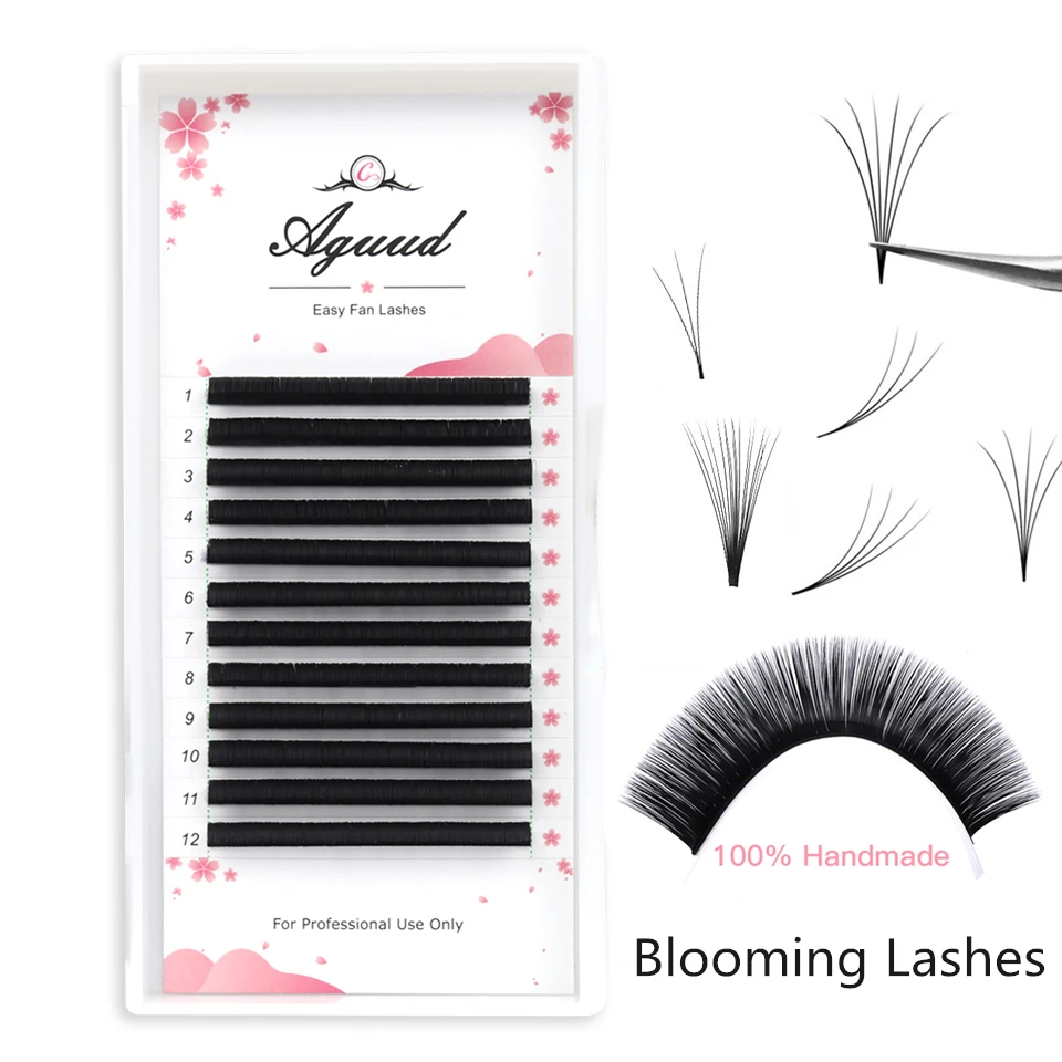 

AGUUD Easy Fan Russian Volume Lash Eyelashes Extension Austomatic Flowering Rapid Blooming Fans Lash Self-Making Fans Silk Lash