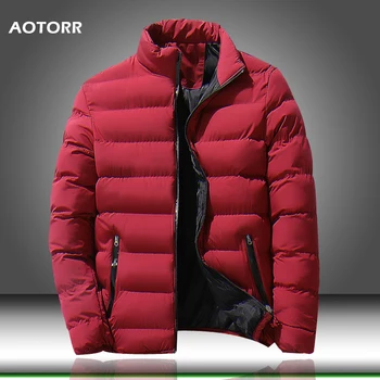 2019 New Winter Jackets Parka Men Brand Autumn Warm Solid Color Outwear Slim Fit Mens Cotton Padded Coats Male Casual Jacket