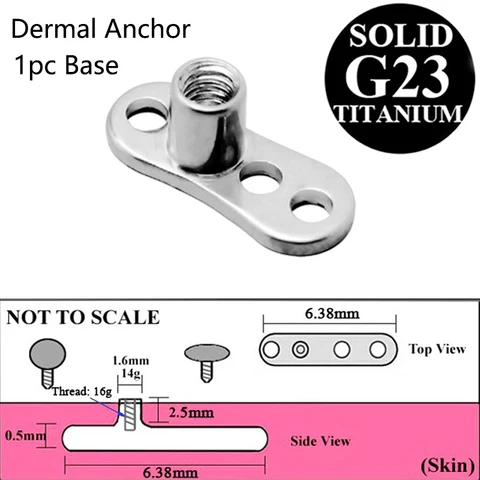 G23 Titanium Micro Dermal Anchor Skin Diver Flat CZ Gem Fashion Dermal Piercings Surface Piercing Stud Body Piercing Jewelry