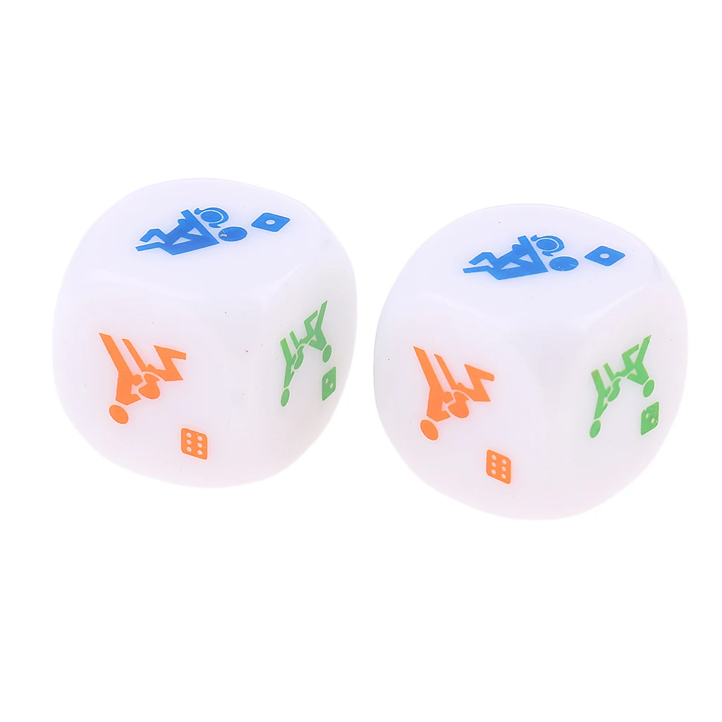 2x белый D6 экшн-кубик для настольной игры креативный светящийся Забавный эротический набор игральных костей