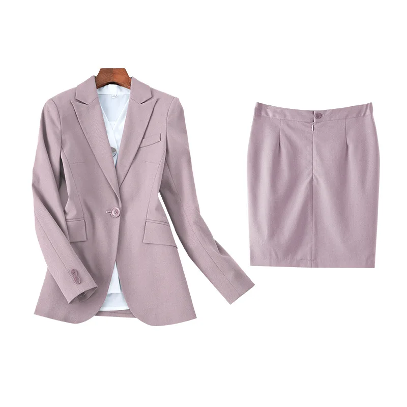 Pink skirt suit Женские офисные костюмы, Одноцветный Деловой брючный костюм, офисный женский костюм, униформа, дизайн для женщин, деловой комплект из 2 предметов, костюмы, рабочая одежда - Цвет: Pink skirt suit