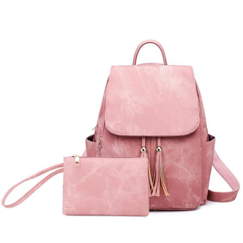 PU кожаный женский рюкзак цвета конфеты колледжа Ветер модный рюкзак - Цвет: Pink