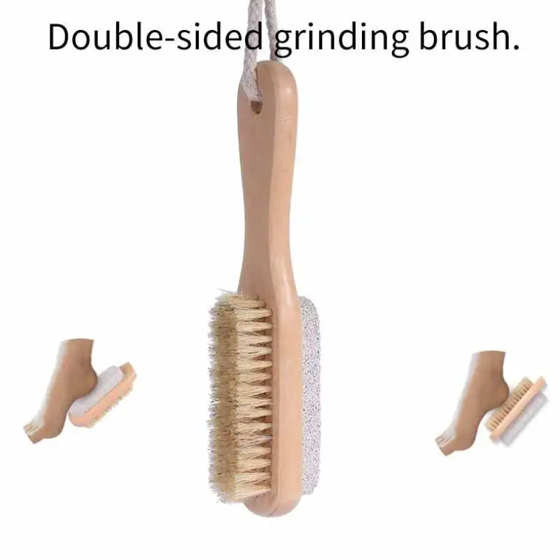 2 in 1 Double Sided Nature Pumice Stone and Soft Bristle Natural Exfoliating SPA Brush Bath Supplies LX8378