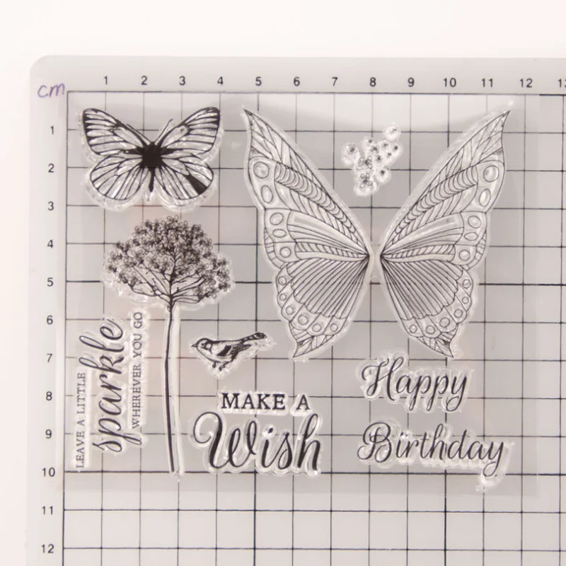 

Butterfly Bird Transparent Clear Silicone Stamp Seal DIY Scrapbook Rubber Stencil Embossing Diary Decor Office School Supplies