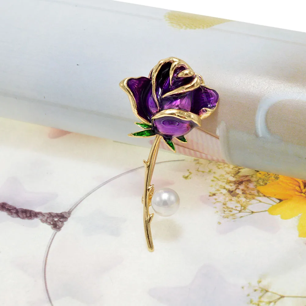CINDY XIANG эмалированные броши в форме цветка розы для женщин 4 цвета на выбор жемчужная булавка Свадебная Модная бижутерия Высокое качество Новинка