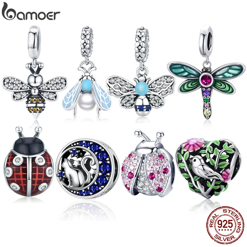 Bee Charms with CZ Stone 925 Sterling Silver Dangle Insect Animal Charm for  Bracelet