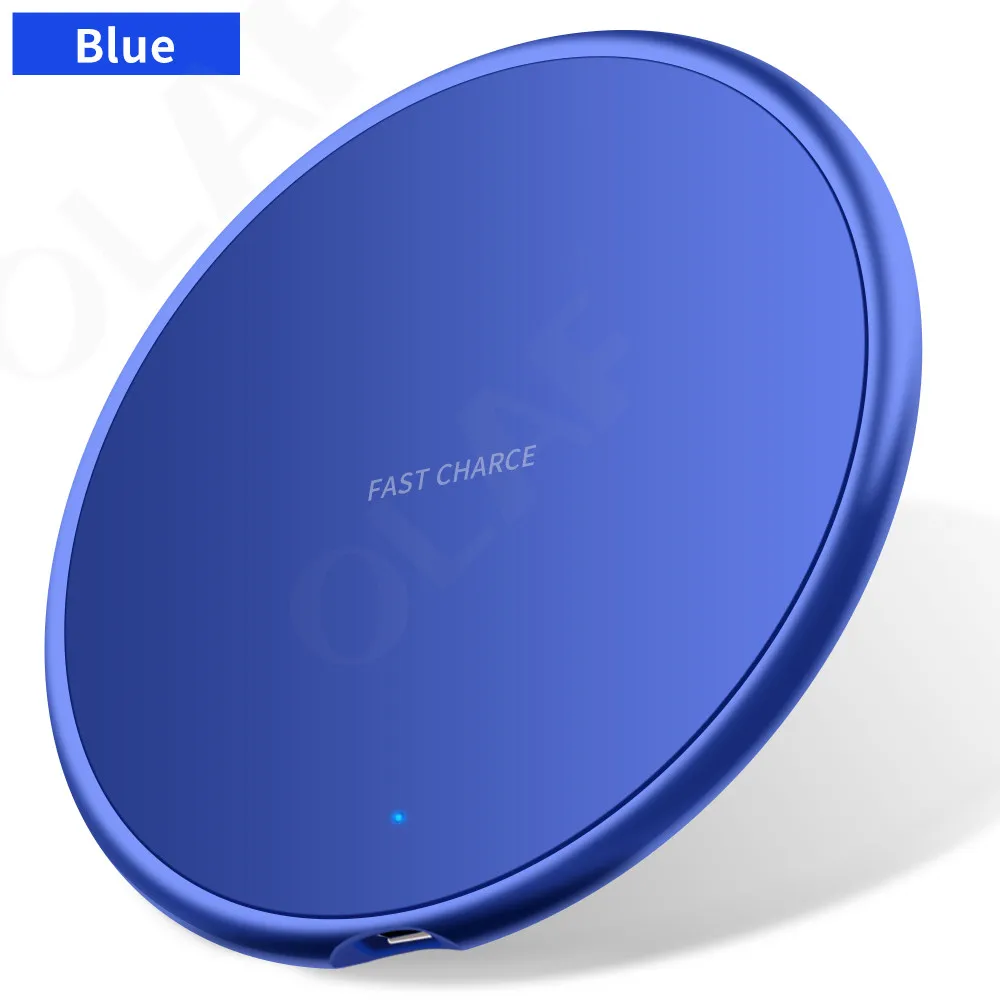 Blue Олаф 10 Вт Qi Беспроводное зарядное устройство для samsung Galaxy S10 S9/S9+ S8 Note 9 USB быстрая зарядка для iPhone 11 Pro XS Max XR X 8 Plus - Цвет: Blue